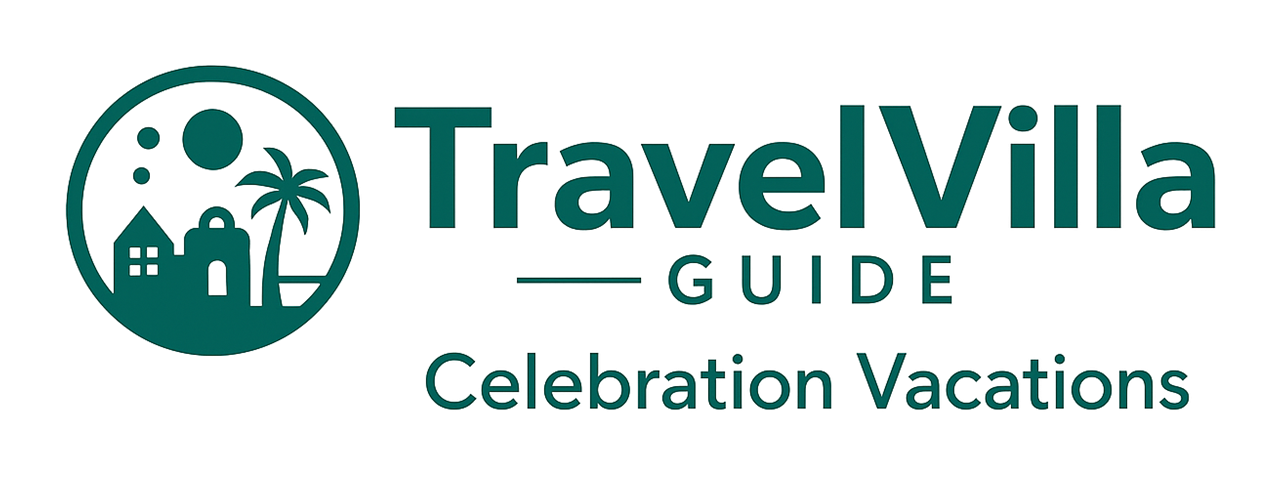 TravelVilla Guide logo with tagline