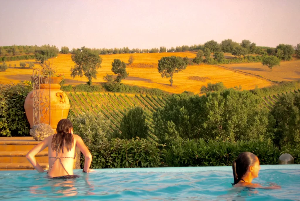 A refreshing dip in the villa pool after a day exploring Tuscany