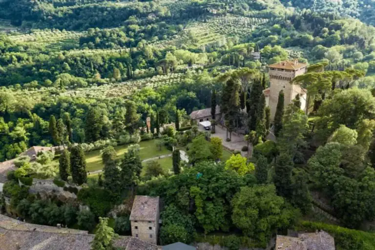 The tuscan castle exterior aerial