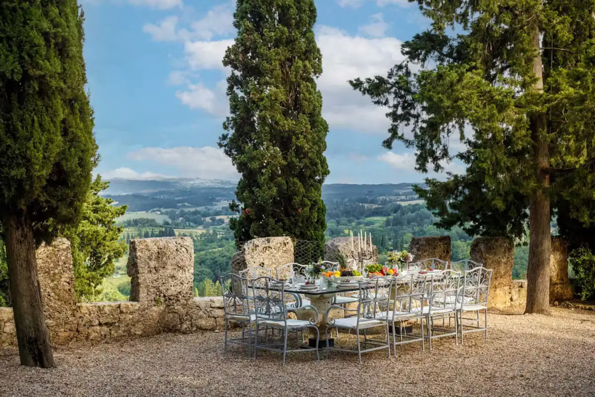 The tuscan castle outdoor dining area